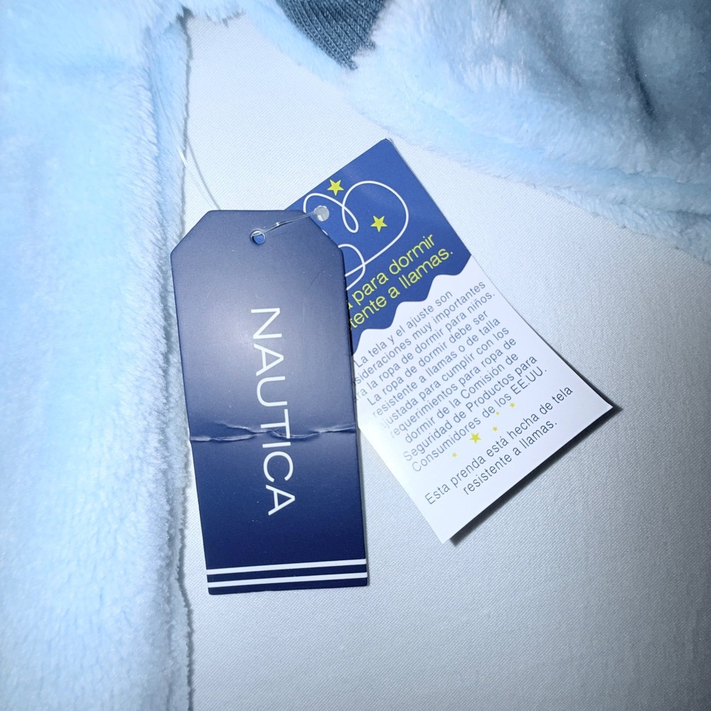 Nautica Pajama Set Kids Size 8 Blue Grey New Shark Print Fleece Sleepwear 2pc - Picture 3 of 10